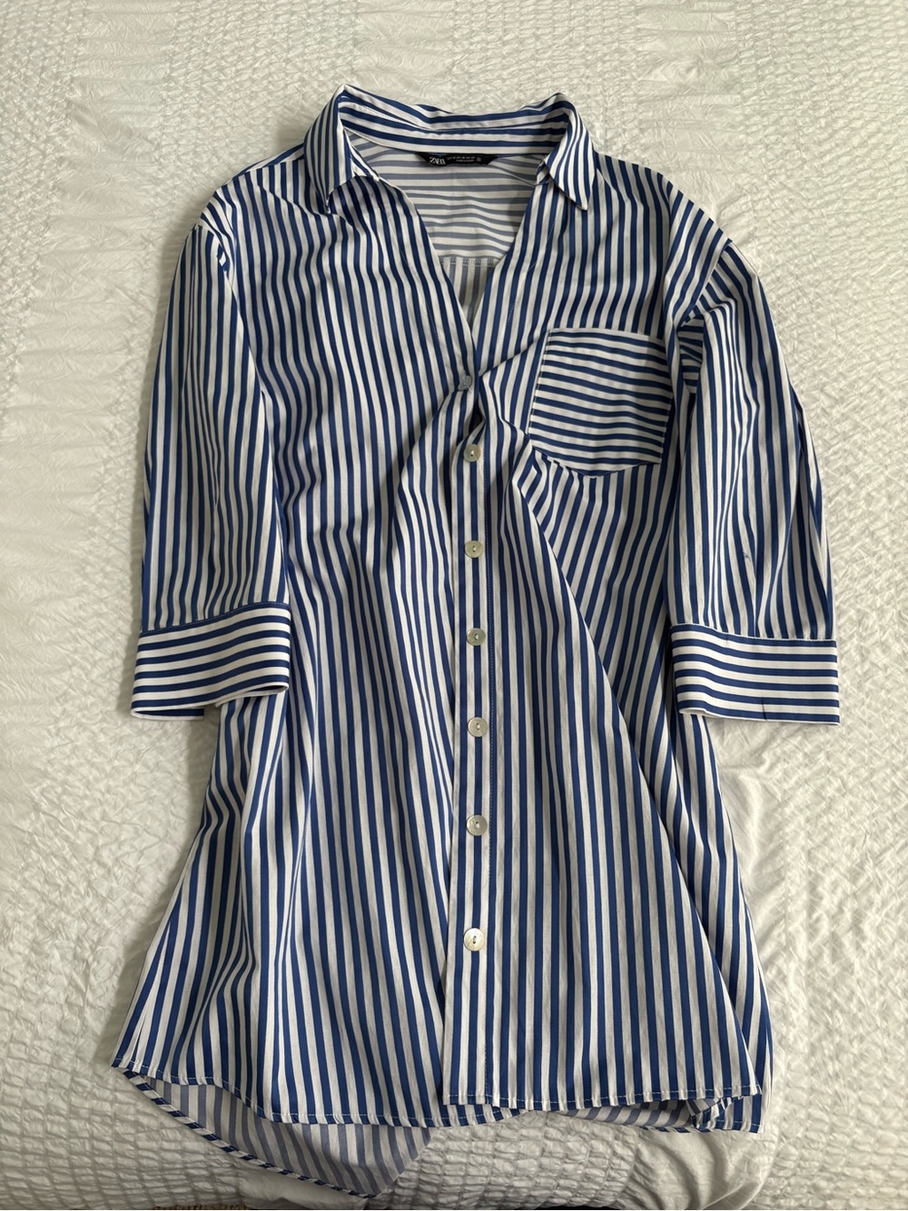 ZARA Oversized Striped Button-Down Shirt for Vacation/Holiday/Beach